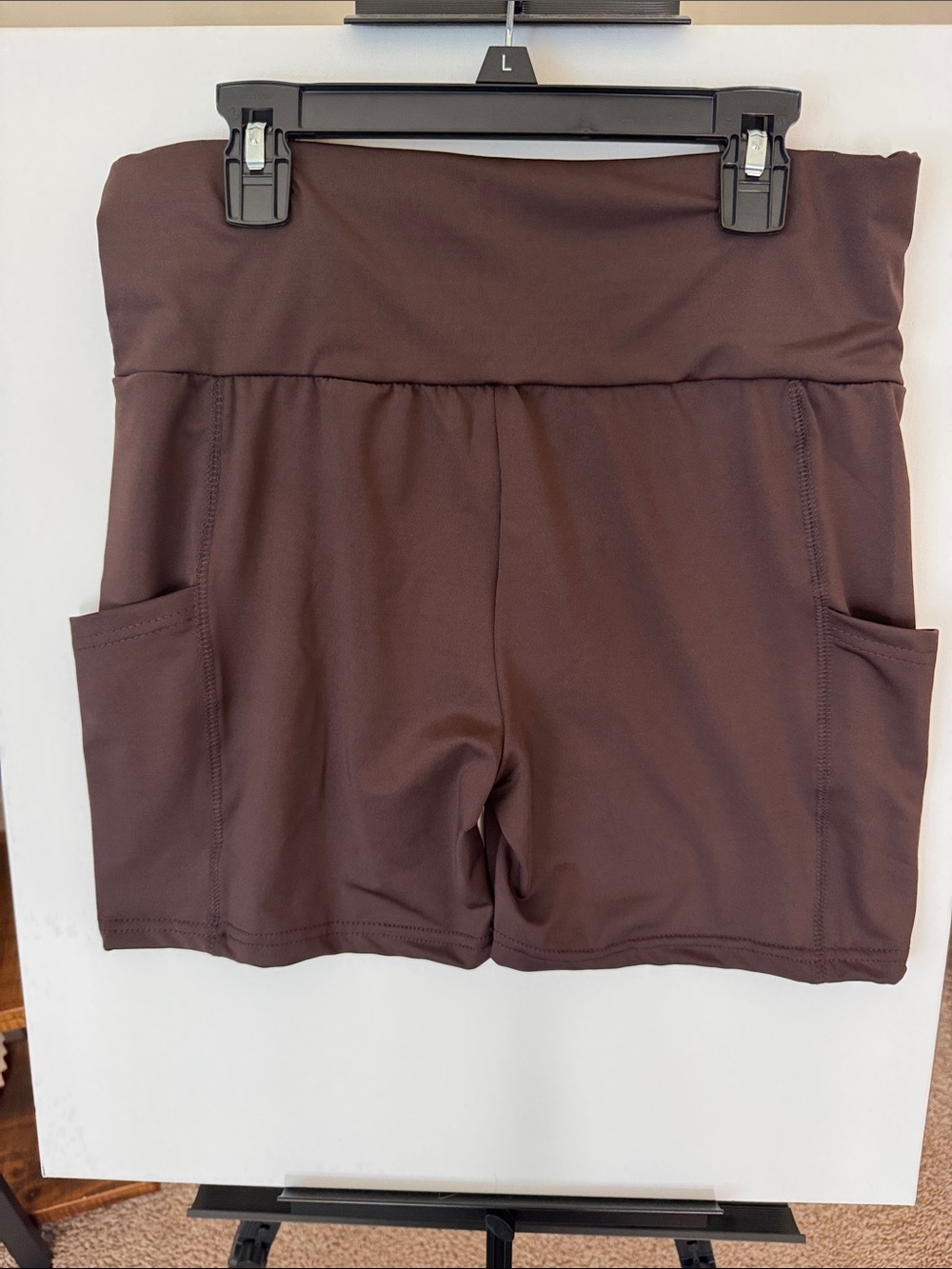 Amazon Women’s High-Waist Brown Athletic Shorts with Side Pockets